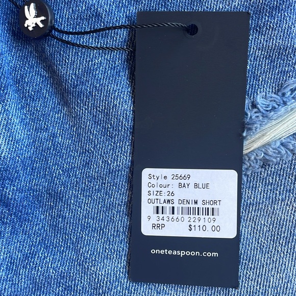 One Teaspoon - BAY BLUE OUTLAWS MID LENGTH DENIM SHORTS NWT - Picture 7 of 9